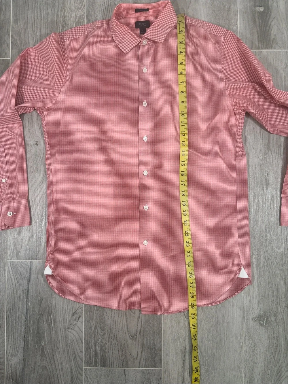 J.Crew Ludlow Slim Dress Shirt M Red Gingham Linen